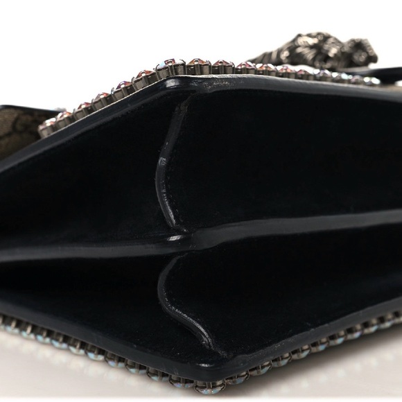 Gucci Beige and Black Monogram Crystal Dionysus Small Shoulder Bag - Picture 10 of 17